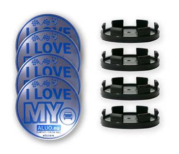 ALU/BLU Coprimozzi per cerchi in alluminio - qualsiasi design personalizzato per i diametri più comuni dei coprimozzi 52 mm, 56 mm, 60 mm e 63 mm