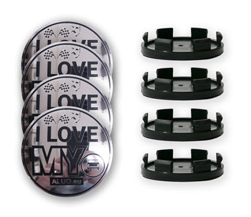 ALU/CROMATO Coprimozzi per cerchi in alluminio - qualsiasi design personalizzato per i diametri più comuni dei coprimozzi 52 mm, 56 mm, 60 mm e 63 mm